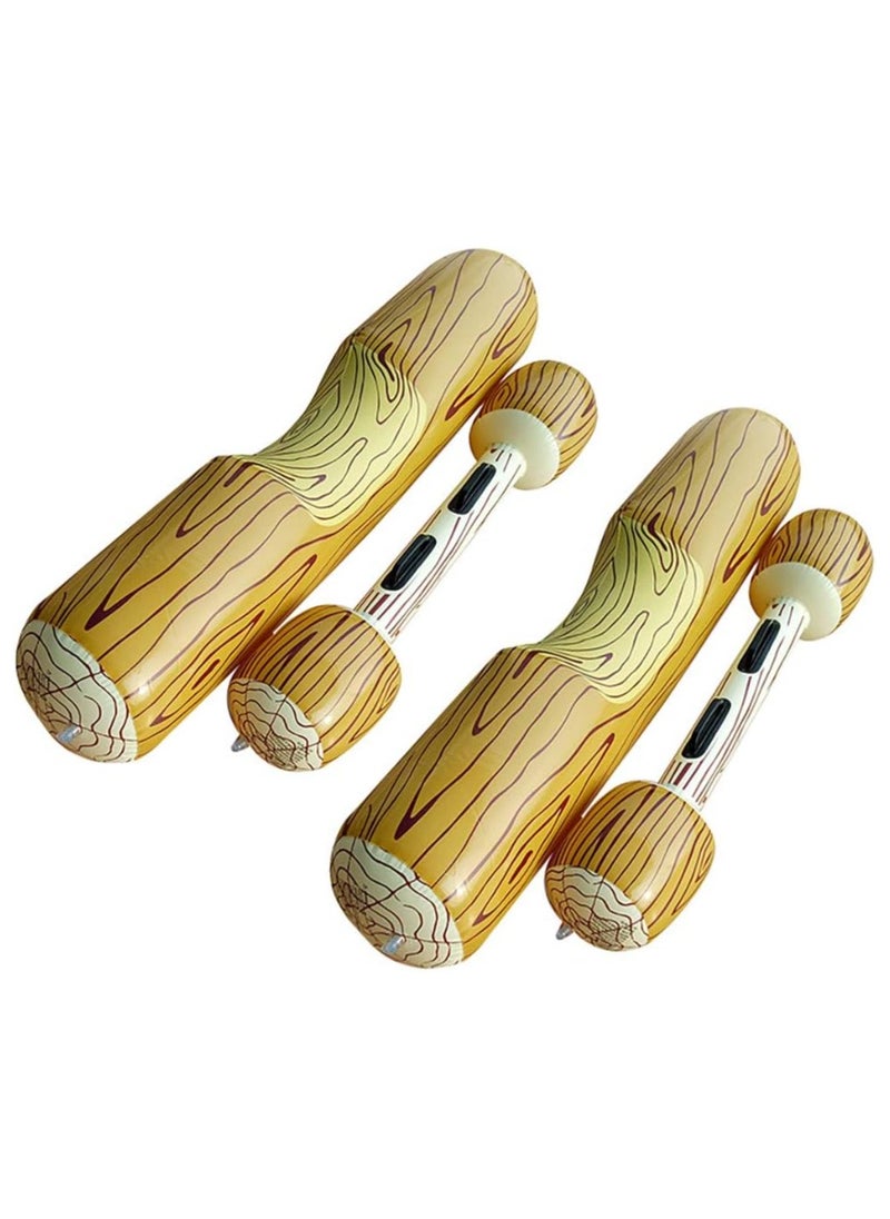 Gonice - 2 Pcs Set Inflatable Floating Row Toys Children Adult Inflatable Water Joust Tree Log Pool Float Game Set Ride on Log, Inflatable Toys, Water Toys, Outdoor Fun Sports, Gladiator Raft (Brown) - Image 1