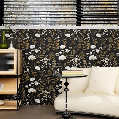 Laatse Dark Floral Wallpaper Peel and Stick Boho Wallpaper 175in x 393in Vintage Leaf Contact Paper Vinyl Waterproof Self Adhesive Leaf Botanical Wall Paper for Bedroom Walls Kitchen Cabinet - Image 3