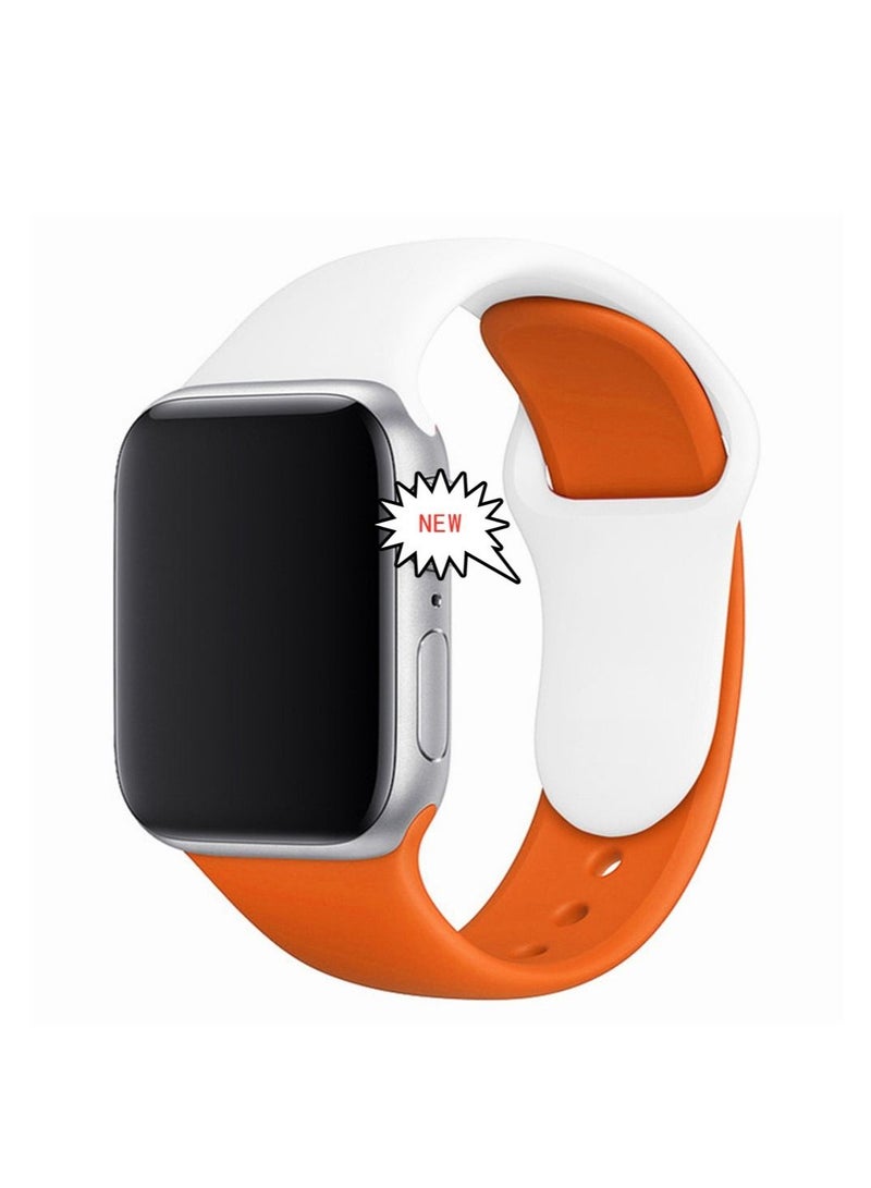 Dual Color Soft Silicone Watch Strap For Apple Watch Band 42mm/44mm/45mm For iWatch Series 7/6/SE/5/4/3/2/1/
