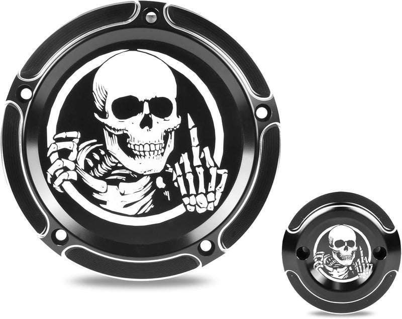Goldfire M8 Derby Timing Timer Cover for Harley Touring Electra Road King Glide FLTRX 2017-2020 (Skull) - Image 1