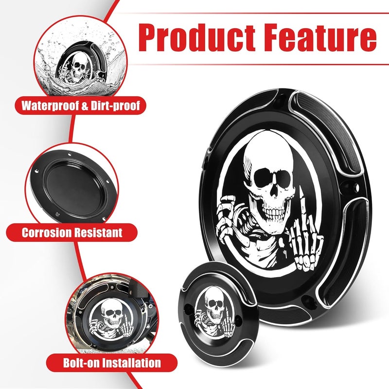 Goldfire M8 Derby Timing Timer Cover for Harley Touring Electra Road King Glide FLTRX 2017-2020 (Skull) - Image 3