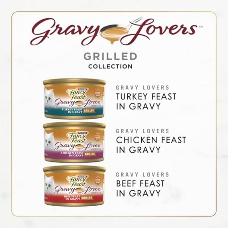Fancy Feast Purina Fancy Feast Gravy Lovers Poultry and Beef Grilled Gourmet Wet Cat Food Variety Pack - (Pack of 30) 3 oz. Cans - Image 2