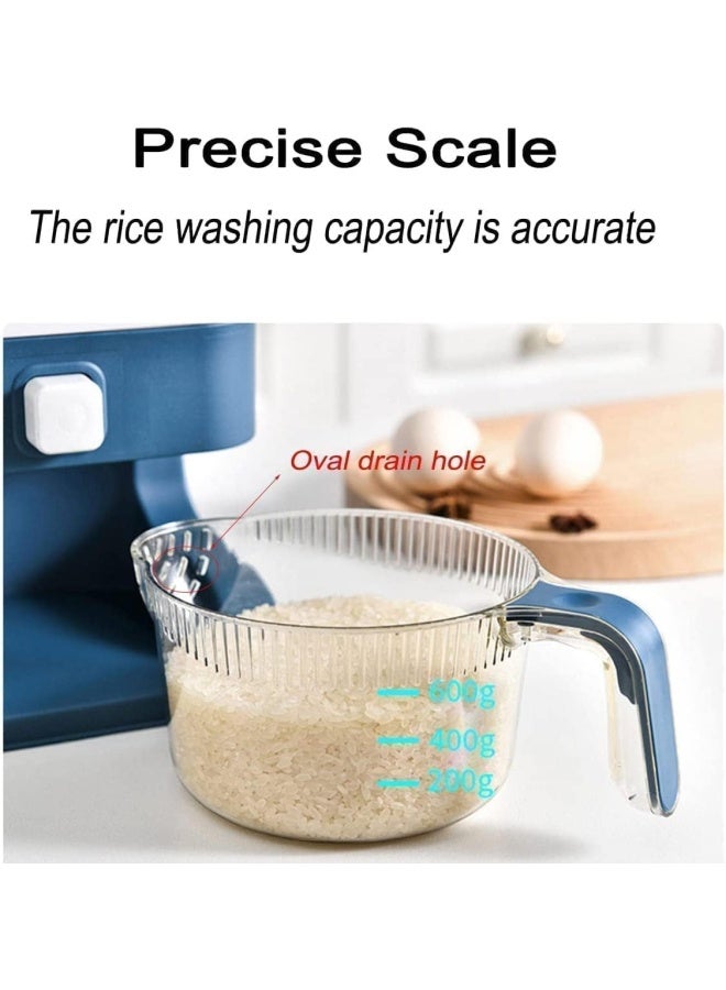 Premify Rice Dispenser, Large Cereal Dry Rice Storage Container Dispencer With Measuring Cup, Bpa-Free Household Food Storage Containers - Kitchen Supplies Grain Storage Container (Blue) - Image 3