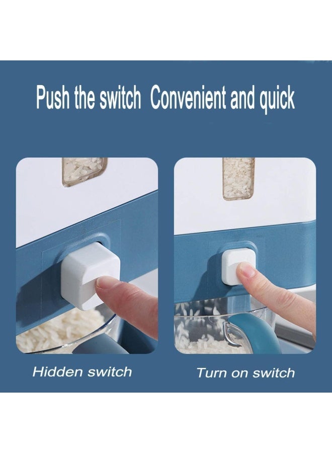 Premify Rice Dispenser, Large Cereal Dry Rice Storage Container Dispencer With Measuring Cup, Bpa-Free Household Food Storage Containers - Kitchen Supplies Grain Storage Container (Blue) - Image 4