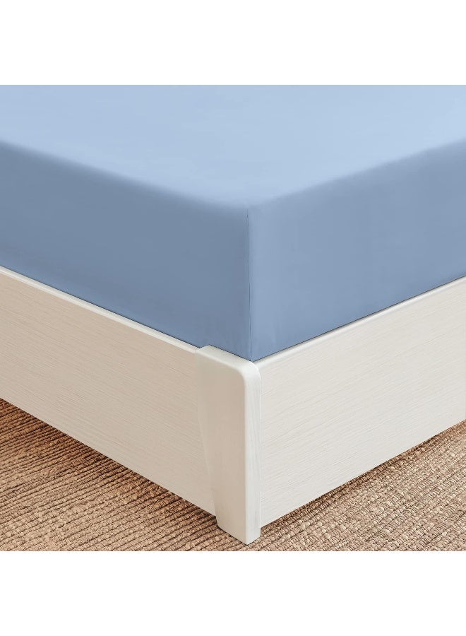 Mellanni Full Fitted Sheet  Iconic Collection Bedding Sheets with up to 16 inch Deep Pocket  Soft  Cooling  Fade  Stain Resistant  1 PC Full Blue Hydrangea - Image 3