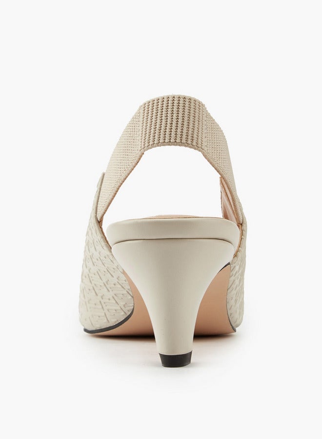 ELLE Women's Monogram Embossed Slingback Shoes with Metal Accent - Image 5