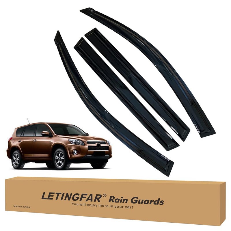 LETINGFAR Window Visors Rain Guards for Toyota RAV4 2006 2007 2008 2009 2010 2011 2012 Accessories Wind Deflectors Vent Shades for Toyota RAV4