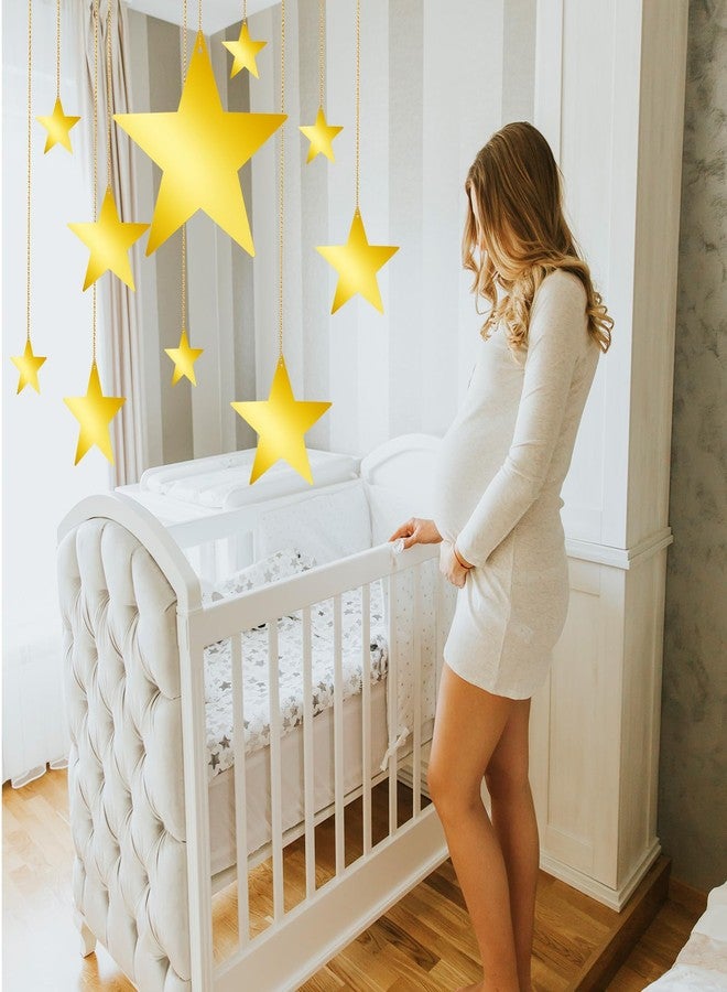Ajcotahm 24Pcs Gold Hanging Stars Decorations, Glitter Star Cutouts with 55 Yard Gold Nylon String Double Sided Star Cardboard for Wedding Birthday Party Graduation Classroom Home Wall Ceiling Decor (4 Size) - Image 5