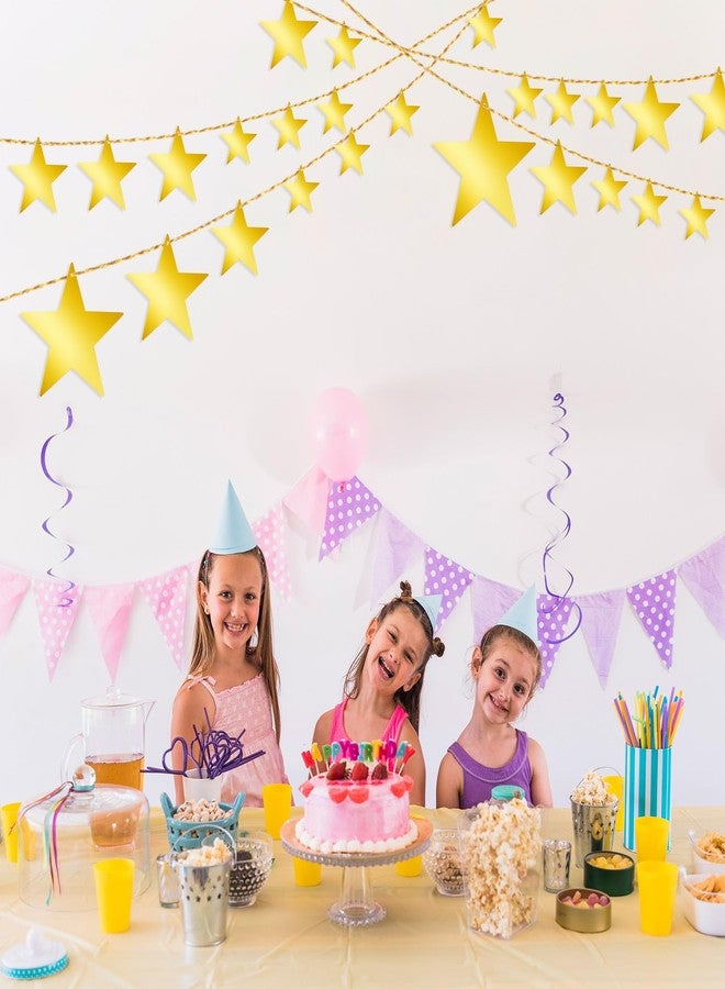 Ajcotahm 24Pcs Gold Hanging Stars Decorations, Glitter Star Cutouts with 55 Yard Gold Nylon String Double Sided Star Cardboard for Wedding Birthday Party Graduation Classroom Home Wall Ceiling Decor (4 Size) - Image 4
