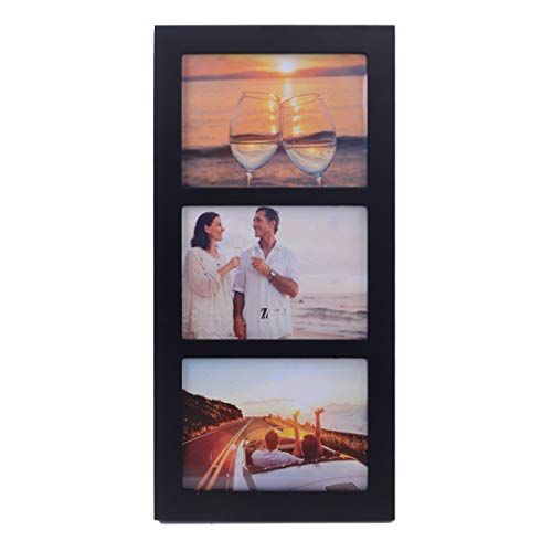 UMICAL 5x7 3-Opening Collage Picture Frame with Shatter-Resistant Glass & Black Wood Photo Frames for 5x7 Inch Pictures Display Made for Tabletop Stand and Wall Mounting - Image 1