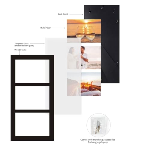UMICAL 5x7 3-Opening Collage Picture Frame with Shatter-Resistant Glass & Black Wood Photo Frames for 5x7 Inch Pictures Display Made for Tabletop Stand and Wall Mounting - Image 5