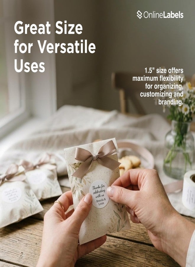 Online Labels ملصقات دائرية بقطر 1.5 بوصة - لاصق دائم، أبيض غير لامع - مثالية لملصقات الأغطية، وملصقات التحذير، وغيرها - عبوة من 3000 ملصق دائري، 100 ورقة - طابعة نافثة للحبر/ليزر، OL2088WX، OnlineLabels - Image 4