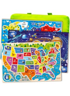 quokka Wooden Puzzles For Kids Ages 3 5 By Quokka 3 Educational Wood Toys For Kids 4 8 Year Old Learning United States Game For 6 8 10 Yo Gift World Space And Usa Maps For Boys And Girls  - Image 2