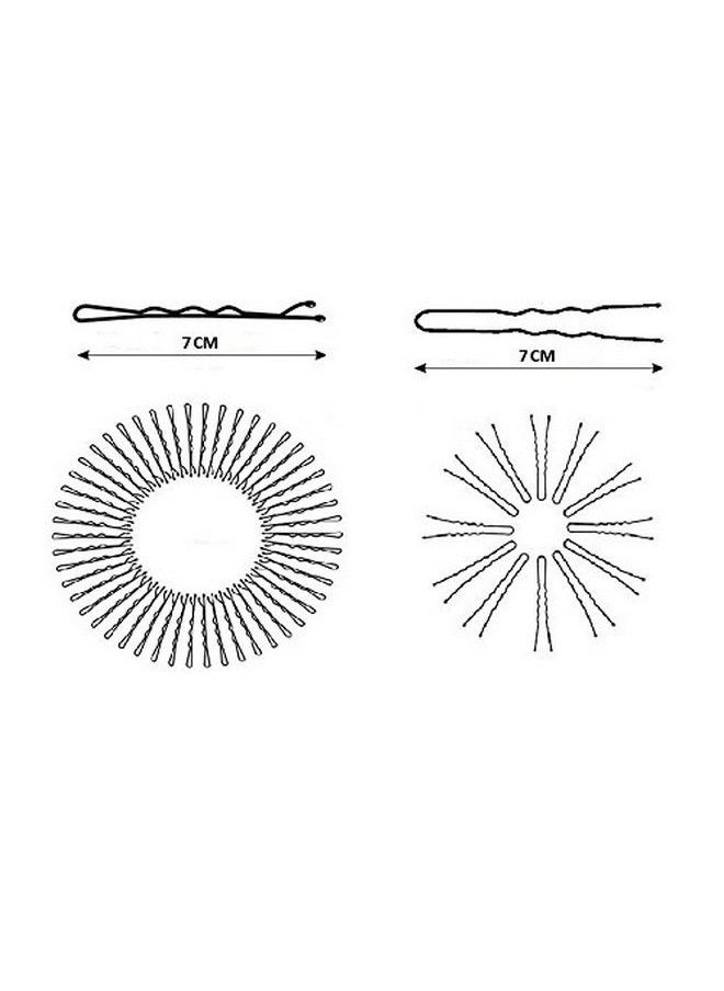 FOK Set Of 60 Pcs Of Hair Pins 30 Pcs (7 Cm) Curved U Shape For Bun Juda And 30 Pcs (7 Cm) Of Curve Bob Bobby Hair Pins Or Clips Barrette Styling Tools Accessories For Girls & Women Black  - Image 3