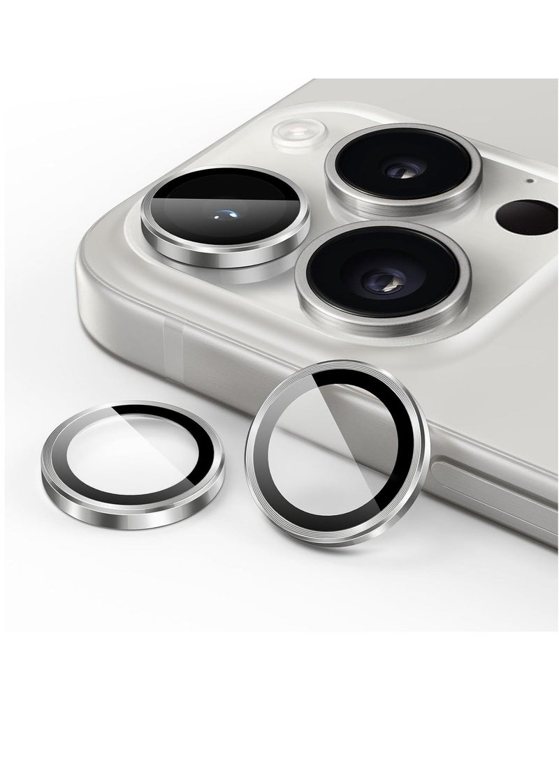 Raxoom Camera Lens Protector for iPhone 15 Pro 6.1-Inch and iPhone 15 Pro Max 6.7-Inch, 9H Tempered Glass Metal Individual Ring Cover, HD Clear, 3-Pack (White) - Image 1