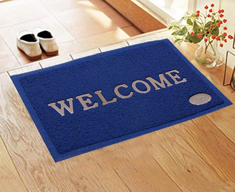 BENAVJI Printed Welcome Door MatStrong PVC Material Solid PrintAnti Skid Water ProofSize 58 X 38 Blue Green Large Rectangle - Image 2