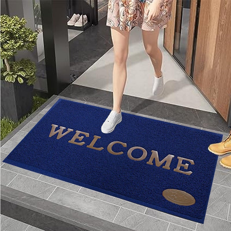 BENAVJI Printed Welcome Door MatStrong PVC Material Solid PrintAnti Skid Water ProofSize 58 X 38 Blue Green Large Rectangle - Image 4