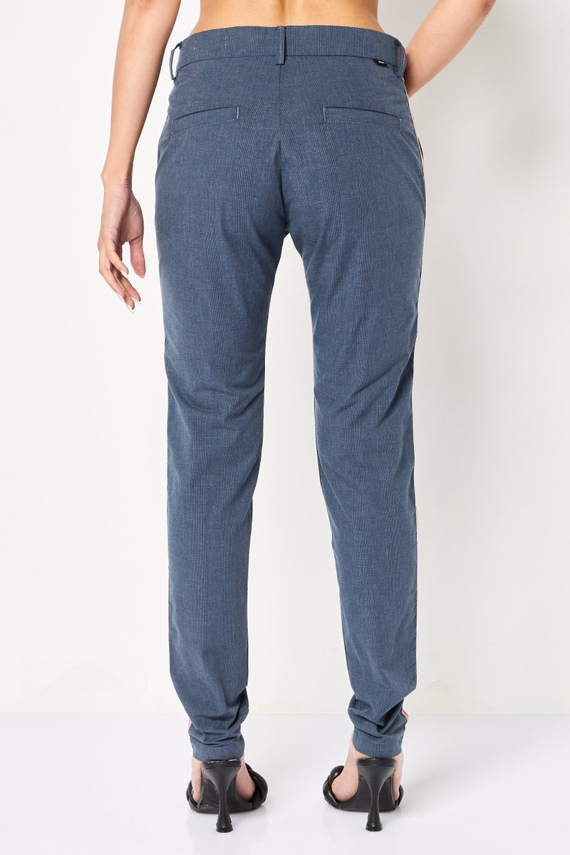 Reiko Women Regular Fit Chambray Straight Leg Pants, Slate Blue - Image 4