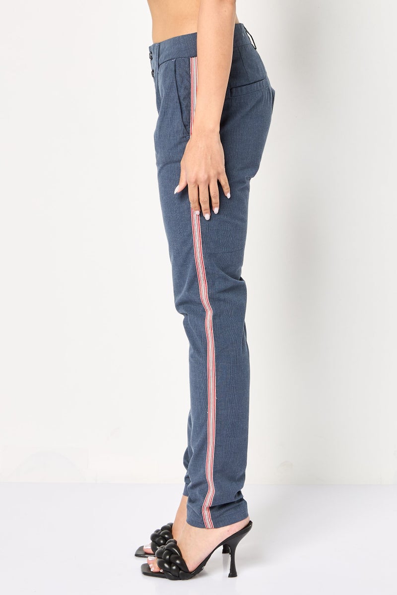Reiko Women Regular Fit Chambray Straight Leg Pants, Slate Blue - Image 3