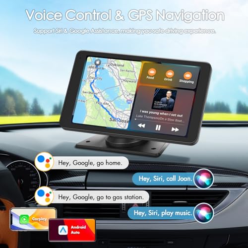 Yongeid Portable Wireless Carplay Car Stereo, 7" HD Touchscreen for Car with Apple CarPlay & Android Auto with Backup Camera/Mirror Link/Voice Control/Bluetooth/GPS/AUX/FM Satellite Radio for All Vehicles - Image 3