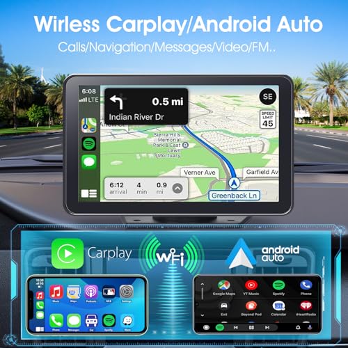 Yongeid Portable Wireless Carplay Car Stereo, 7" HD Touchscreen for Car with Apple CarPlay & Android Auto with Backup Camera/Mirror Link/Voice Control/Bluetooth/GPS/AUX/FM Satellite Radio for All Vehicles - Image 2
