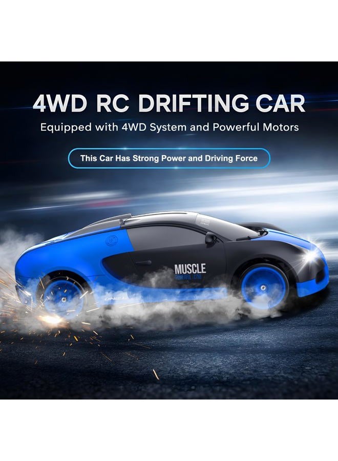 Desdoni Remote Control Car RC Drift Car 2.4GHz 1:24 Scale 4WD 15KM/H High Speed Model Vehicle with LED Lights Drifting Tire Racing Sport Toy Car for Adults Boys Girls Kids Gift 2Pcs Rechargeable Batteries - Image 3