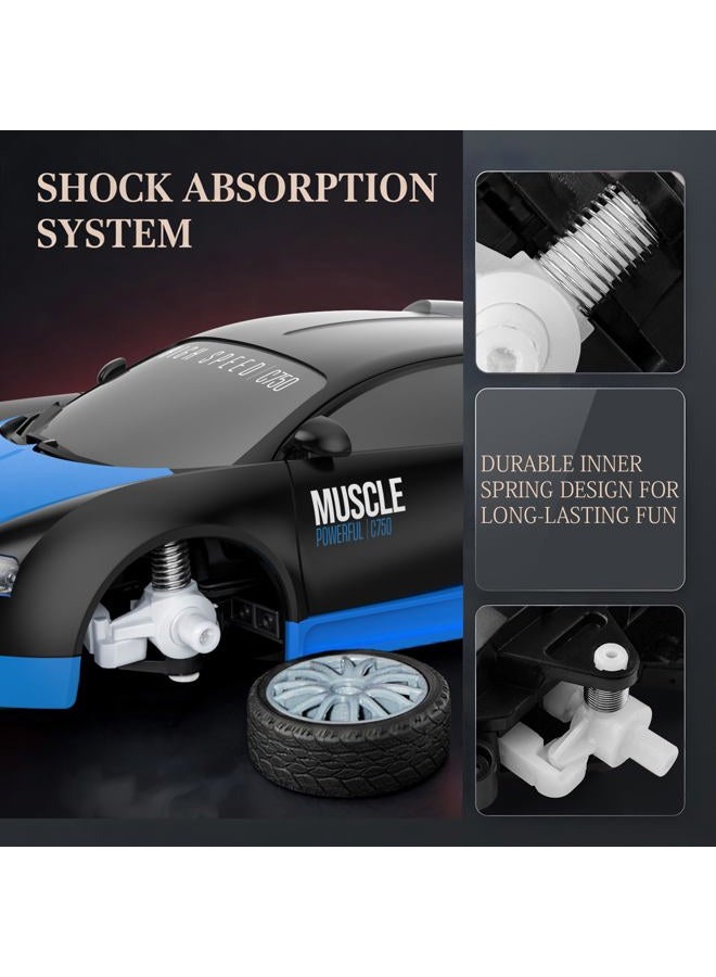 Desdoni Remote Control Car RC Drift Car 2.4GHz 1:24 Scale 4WD 15KM/H High Speed Model Vehicle with LED Lights Drifting Tire Racing Sport Toy Car for Adults Boys Girls Kids Gift 2Pcs Rechargeable Batteries - Image 4