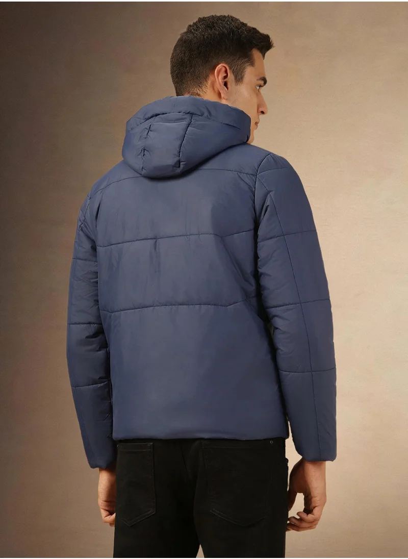 دينيس لينغو Men's Navy 100% Polyester Solid Regular Fit Jacket
