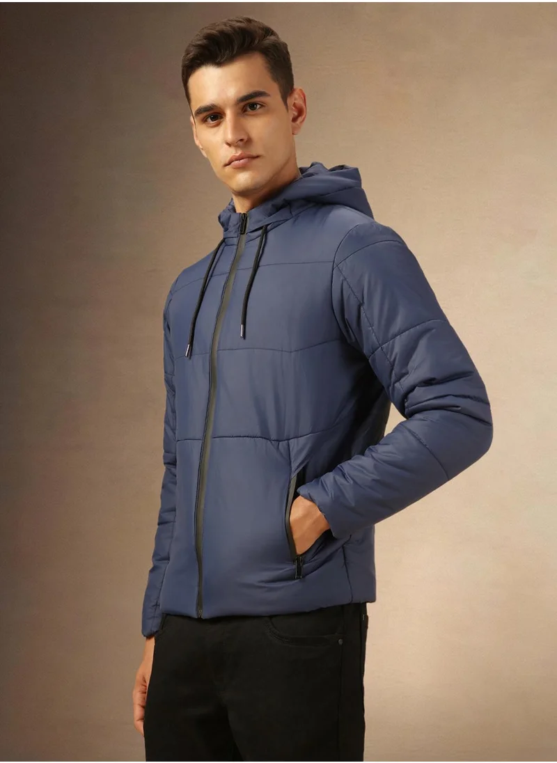 Dennis Lingo Men's Navy 100% Polyester Solid Regular Fit Jacket