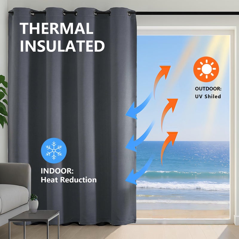 Simplebrand Grey Room Darkening Curtains for Bedroom 63 Inch Length 2 Panels Set, Thermal Insulated Energy Saving Curtains for Kids Room, Grommet Solid Nursery Window Treatment Drapes, W40 x L63 - Image 2