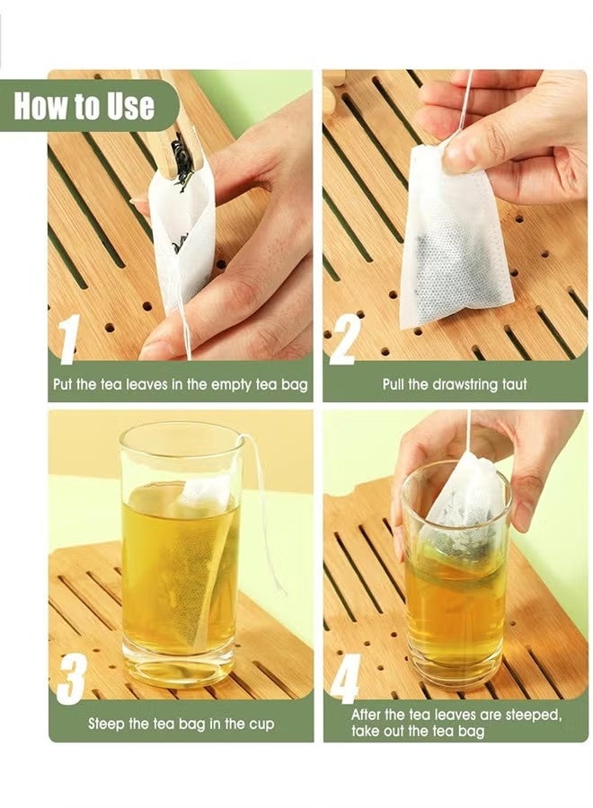 PINKSAMA Disposable Tea Bags for Loose, 200pcs Leaf Tea Drawstring Empty Tea Bags Bulk Tea Filter Bags Tea Sachets Infuser Strainers for Loose Tea Coffee Spice Herbs ﻿ - Image 3