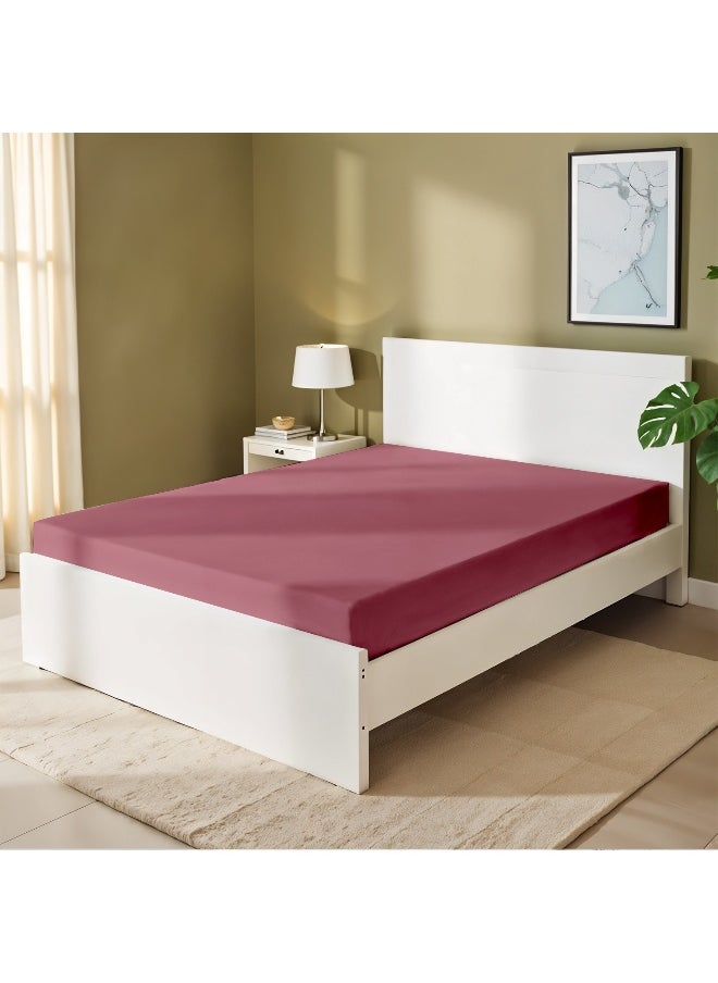 Rest - Fitted Bedsheet 160X200+30Cm Breathable Plush Mauve Fabric With Deep Pockets Machine Washable For Optimal Protection - Image 1
