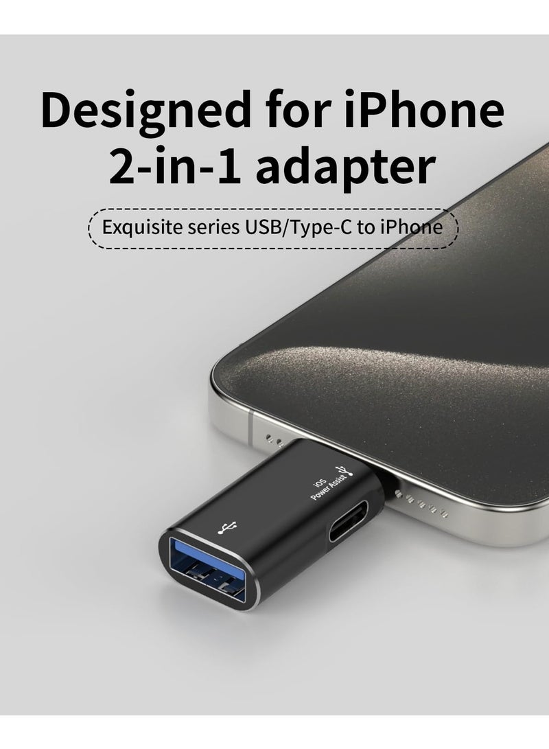 Excefore Lightning to USB Female Adapter, Support Charging, and Data Transmission, with USB-C Aux Power Port for iPhone 14/13/12/11/iPad, Supports Hard Disk, Card Reader, Camera, USB, Mouse, Keyboard - Image 4