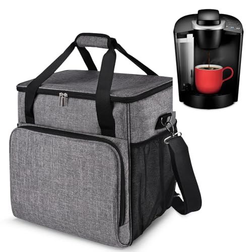 BAGLHER Coffee Maker Travel Bag Compatible with Keurig KClassicKeurig KEliteKeurig KCompact or Other Accessories Portable Coffee Maker Case with Shoulder Strap for Travel Grey