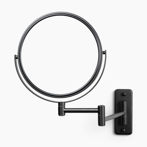 JERDON WallMounted Magnifying Mirror Bathroom Makeup Mirror with 5X Magnification 8Inch Diameter Black Model JP7506BK - Image 1