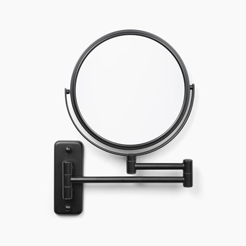 JERDON WallMounted Magnifying Mirror Bathroom Makeup Mirror with 5X Magnification 8Inch Diameter Black Model JP7506BK - Image 3