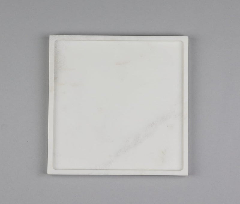 Stone Essential Marble Tray Square Serving Tray Vanity Tray for Bathroom Table Decoration and Gift White - Image 1
