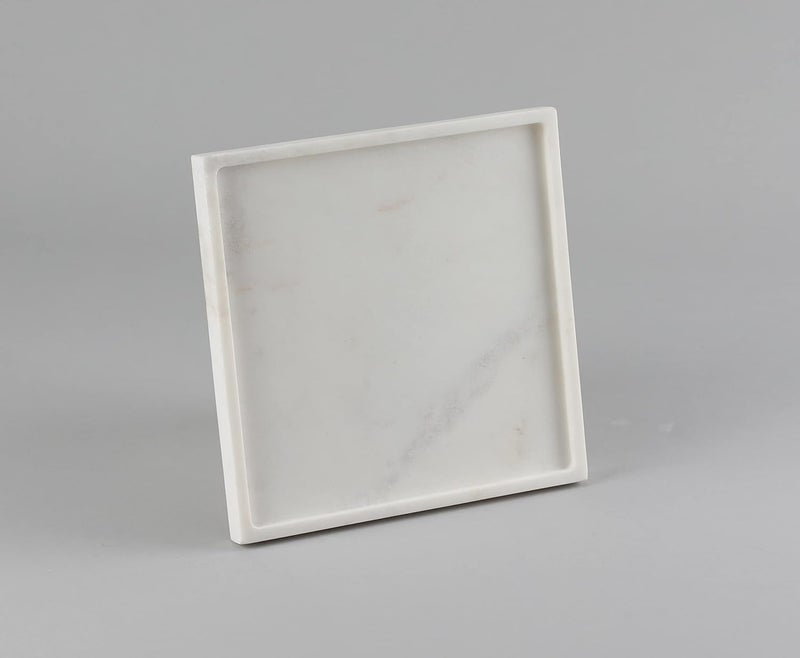 Stone Essential Marble Tray Square Serving Tray Vanity Tray for Bathroom Table Decoration and Gift White - Image 2