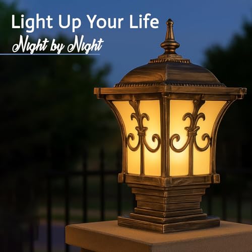 GIGAWATTS ‎TRISHUL Outdoor Gate Light – 101% Rust & Waterproof Die-Casting Aluminium Exterior Piller Lamp Base Mount for Garden, Boundary Walls & Home Entrances (B22 Holder, Bulb Not Included, Gold) - Image 4