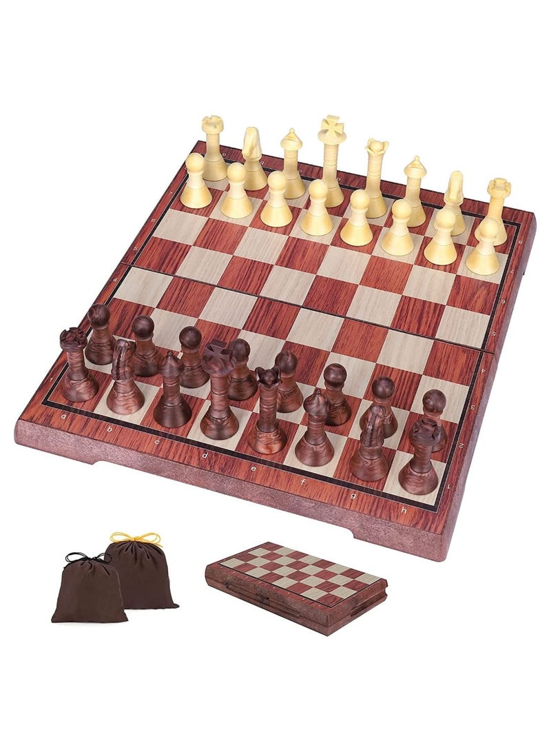 Rubik مجموعة لوحة الشطرنج، 24.5*21.3*2 سم، لوحة شطرنج مغناطيسية قابلة للطي محمولة للسفر مع حقيبتين للتخزين، ألعاب تعليمية/هدية للأطفال والكبار - Image 1