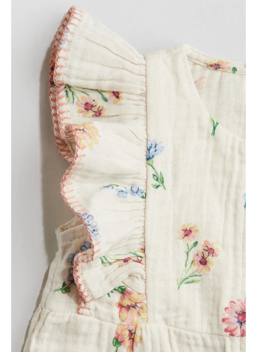 H&M Frilled Muslin Romper Suit