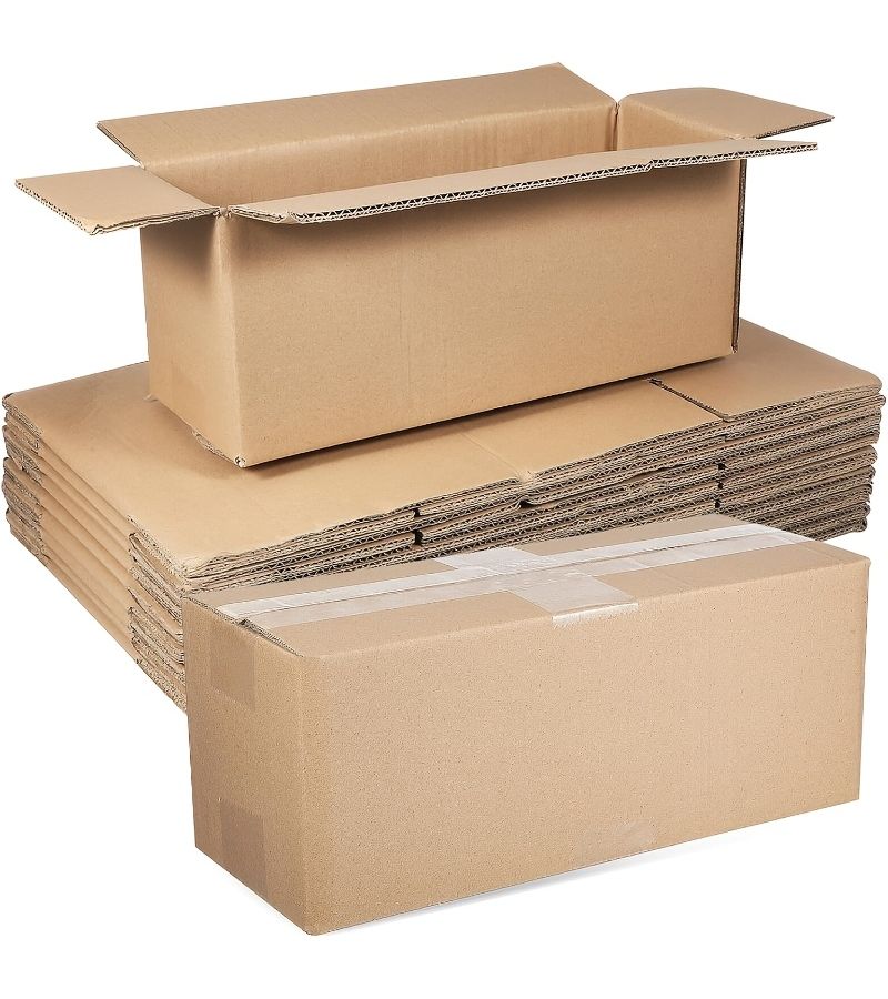 10 Brown Corrugated Cardboard Boxes 8.27x4.33x2.76 Inch For Shipping - Image 1