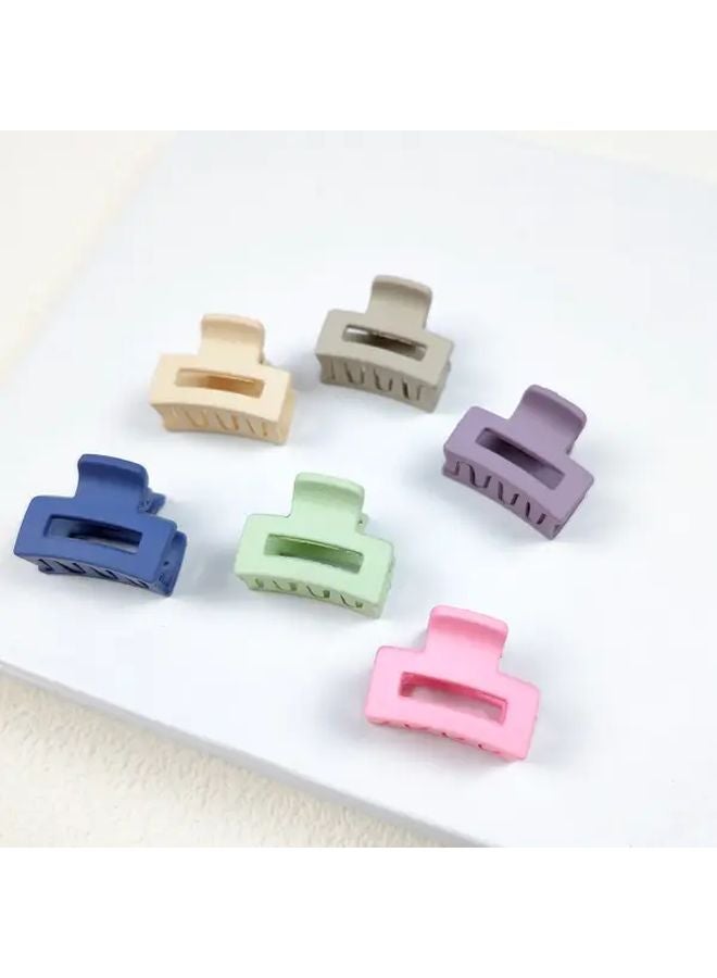 6pcs Mini Claw Hair Clips Hollow Square Hairpins Random Color Bangs Edge Clips - Image 3