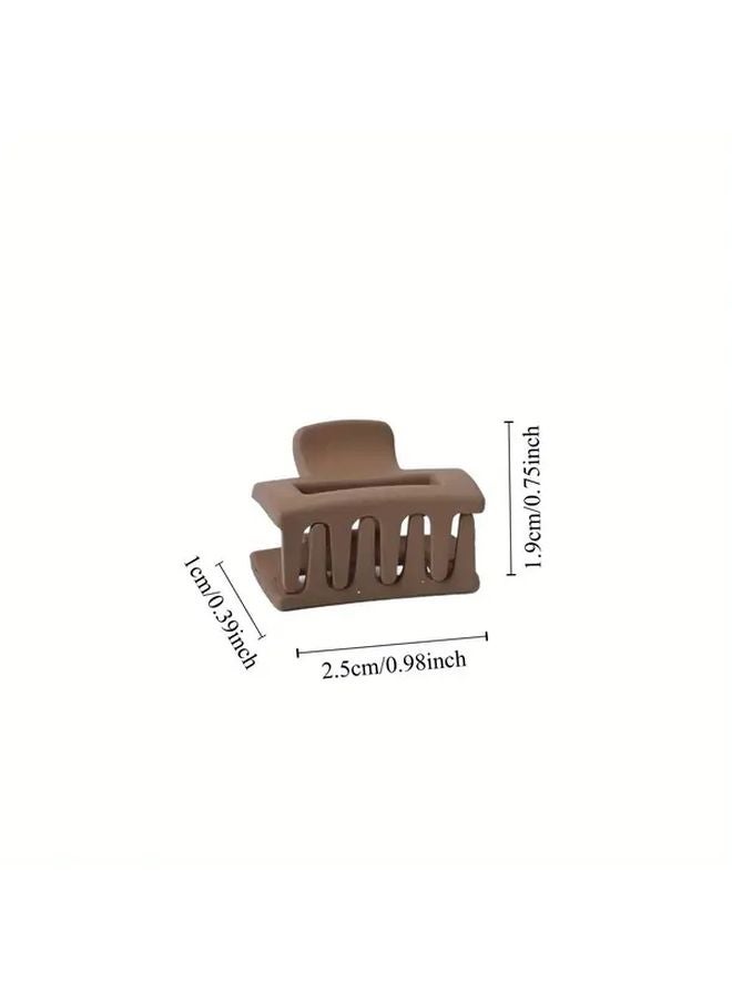6pcs Mini Claw Hair Clips Hollow Square Hairpins Random Color Bangs Edge Clips - Image 2
