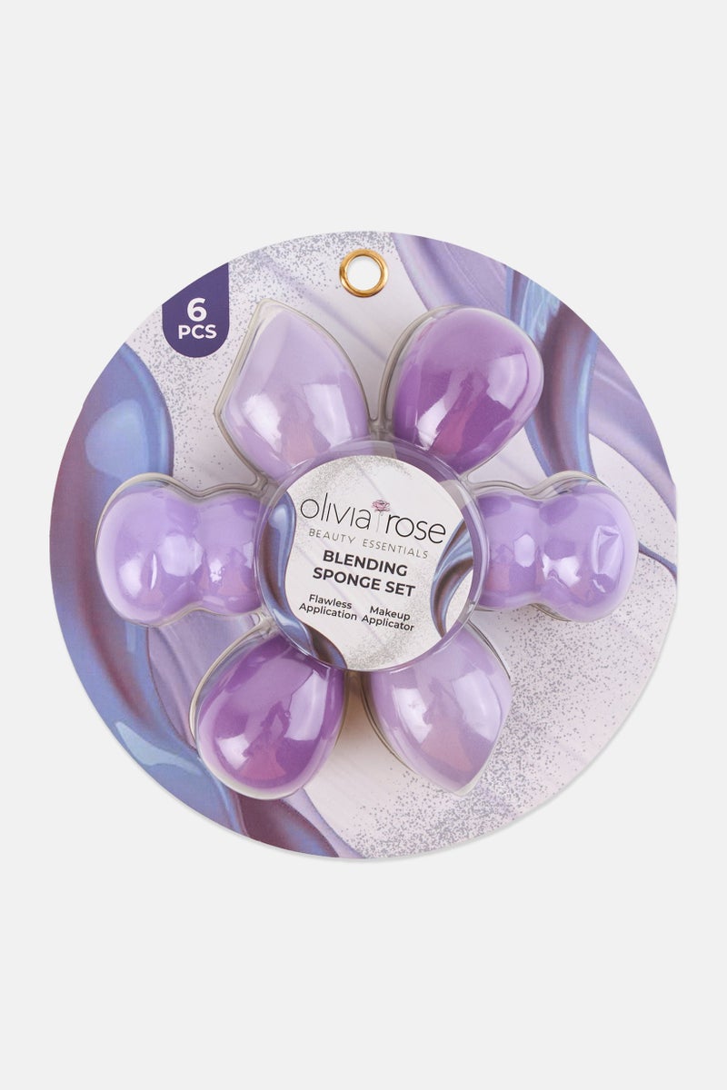 Olivia Rose Women 6 Pcs Beauty Blender Set, Purple - Image 1