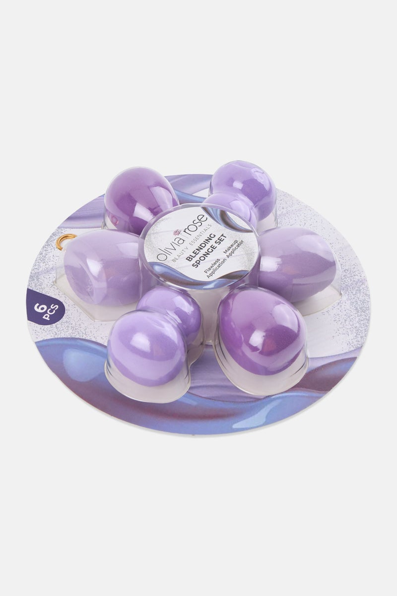 Olivia Rose Women 6 Pcs Beauty Blender Set, Purple - Image 2