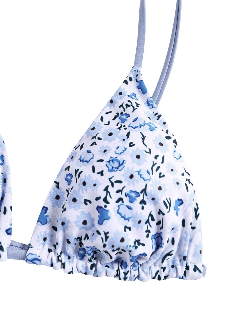 ZAFUL Women's Triangle Bikini Floral String Bikini Set Two Piece Swimsuit Bathing Suits (2-Blue Flower, Medium) - Image 5