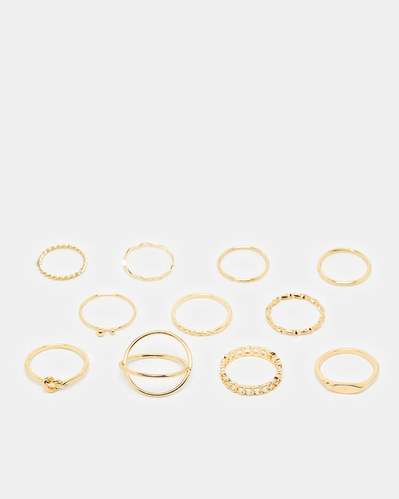 Redtag Women Gold Ring Set (11 Piece)