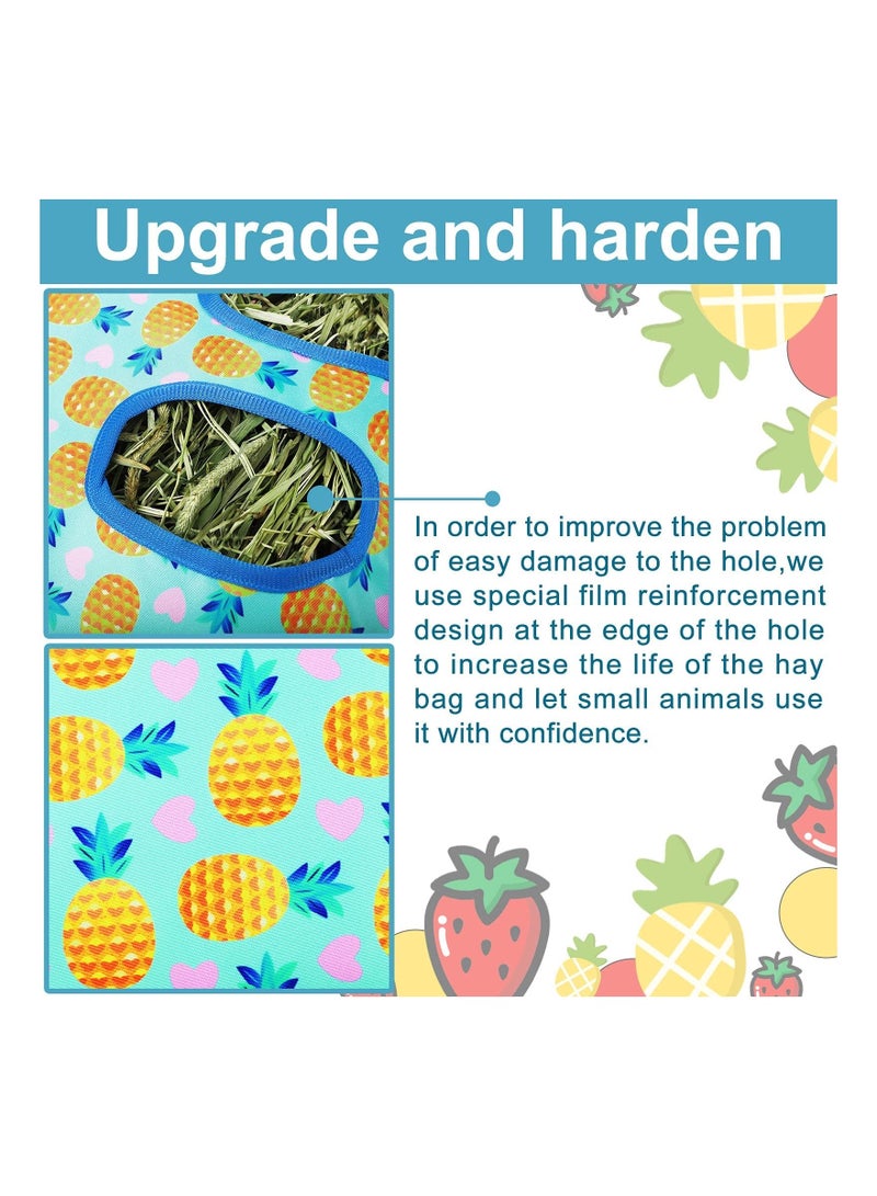 Generic 2 Pcs Rabbit Hay Feeder Bag, Hanging Feeding Storage Feeder Sack with 4 Holes for Small Animals Pets Bunny Hamster (Pineapple, Strawberry)  - Image 5