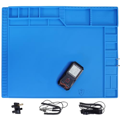 Kaisi Large Anti Static Mat with Grounding Accessories,Heat Resistant Silicone Soldering Mat,Magnetic Work ESD Pad for pc building, Electronics, Laptop, Cellphone Repair Soldering 21.6" x 16.9" - Image 1
